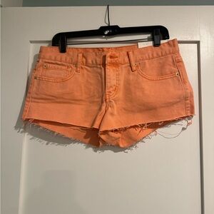 Women's Orange Denim Shorts